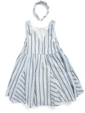 NWT RACHEL ZOE Sleeveless Textured Striped Cotton Dress w Shoulder Bow Accents